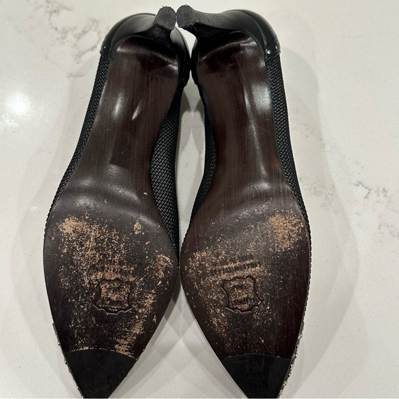 Stuart Weitzman Womens Black Leather Studded Pointy Toe Heels Size 7. M - Picture 8 of 12